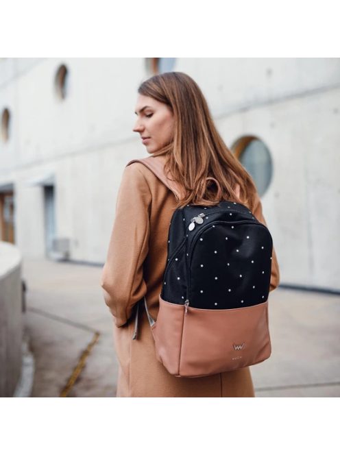 Vuch Zane bézs-fekete pöttyös női hátizsák