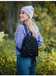    Vuch Zane Mini Borny fekete-színes pöttyös női hátizsák