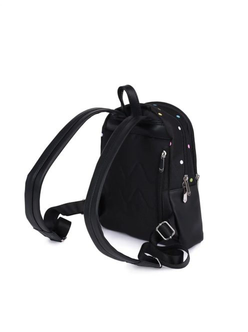  Vuch Zane Mini Borny fekete-színes pöttyös női hátizsák