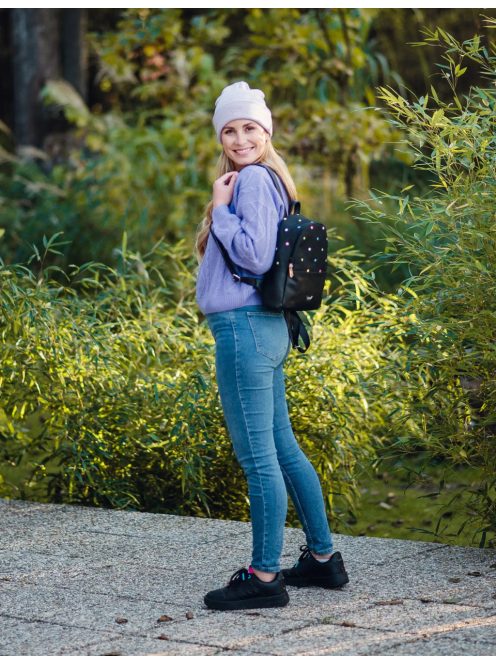  Vuch Zane Mini Borny fekete-színes pöttyös női hátizsák