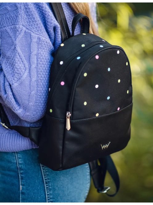  Vuch Zane Mini Borny fekete-színes pöttyös női hátizsák