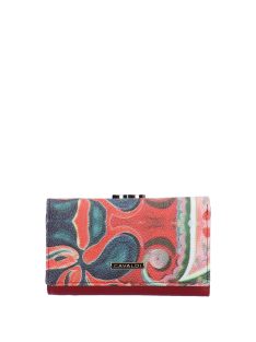  Cavaldi PN23-GR piros virágos bőr közepes női pénztárca