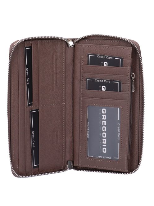 Gregorio PT-119 szürke lakk bőr nagy női pénztárca