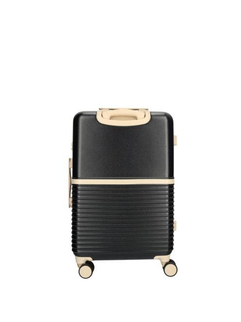 Enrico Benetti Princetown fekete-bézs 4 kerekű közepes bőrönd