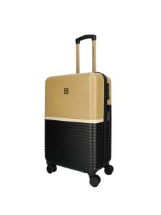   Enrico Benetti Princetown fekete-bézs 4 kerekű közepes bőrönd