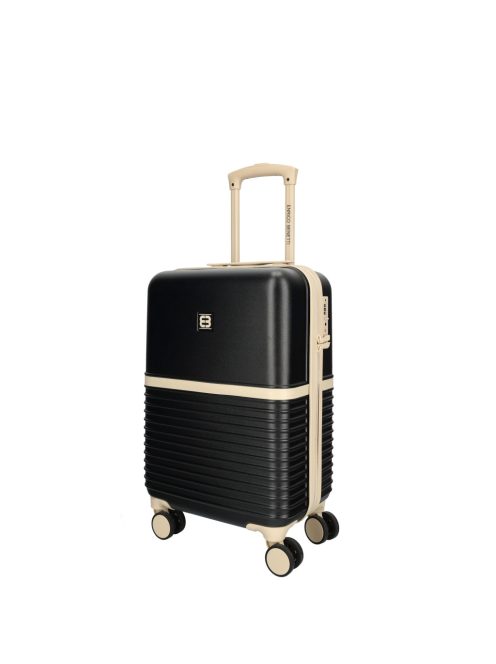 Enrico Benetti Princetown fekete-bézs 4 kerekű kabinbőrönd