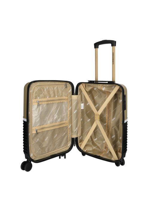 Enrico Benetti Princetown fekete-bézs 4 kerekű kabinbőrönd