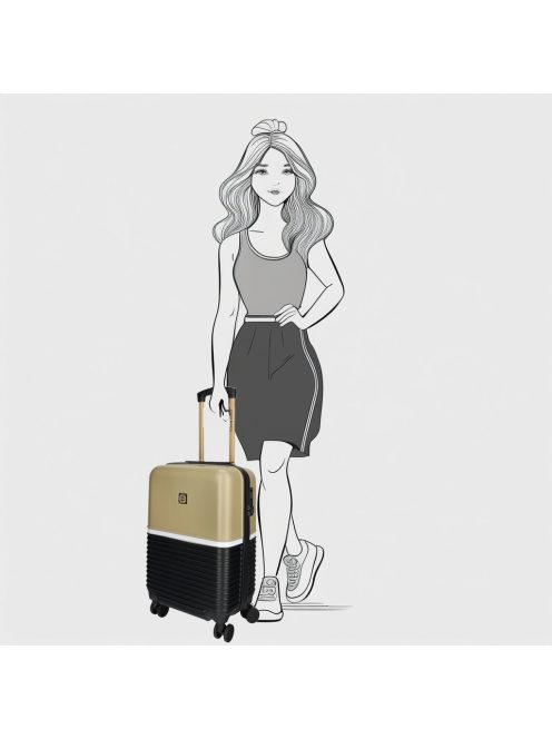 Enrico Benetti Princetown fekete-bézs 4 kerekű kabinbőrönd