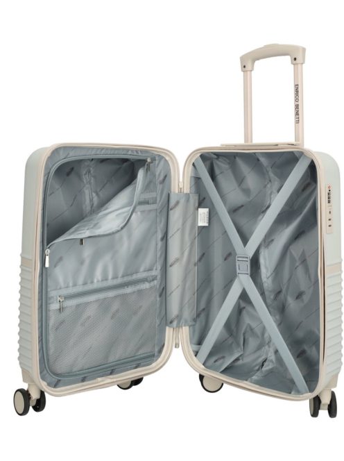 Enrico Benetti Princetown bézs 4 kerekű 3 részes bőrönd szett