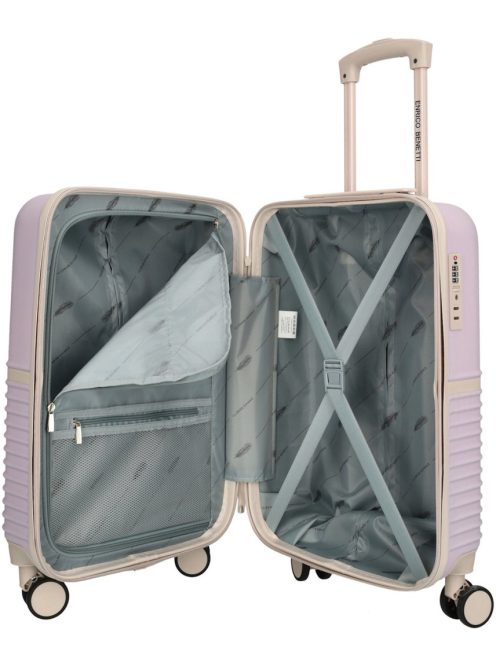 Enrico Benetti Princetown lila-bézs 4 kerekű 3 részes bőrönd szett