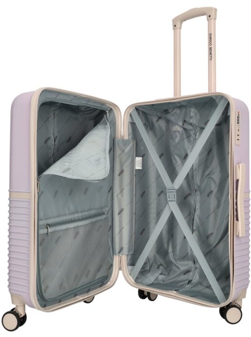 Enrico Benetti Princetown lila-bézs 4 kerekű 3 részes bőrönd szett