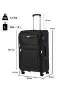 TravelZ Softspinner fekete 4 kerekű bővíthető nagy bőrönd