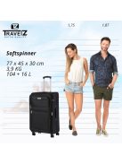 TravelZ Softspinner fekete 4 kerekű bővíthető nagy bőrönd