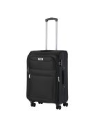 TravelZ Softspinner fekete 4 kerekű bővíthető közepes bőrönd