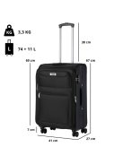 TravelZ Softspinner fekete 4 kerekű bővíthető közepes bőrönd