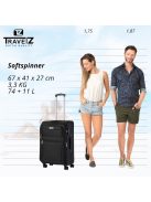 TravelZ Softspinner fekete 4 kerekű bővíthető közepes bőrönd