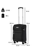 TravelZ Softspinner fekete 4 kerekű kabinbőrönd