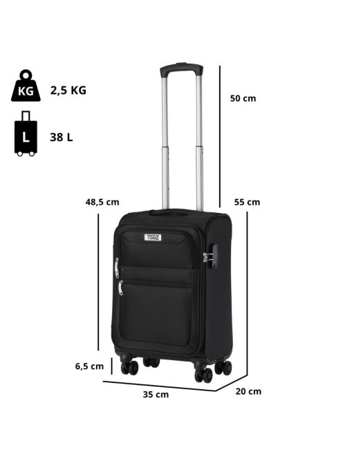TravelZ Softspinner fekete 4 kerekű kabinbőrönd