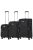 TravelZ Softspinner fekete 4 kerekű 3 részes bővíthető bőrönd szett