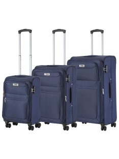   TravelZ Softspinner kék 4 kerekű 3 részes bővíthető bőrönd szett