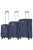 TravelZ Softspinner kék 4 kerekű 3 részes bővíthető bőrönd szett