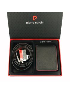   Pierre Cardin ZG-78 díszdobozos fekete bőr férfi pénztárca és öv 120 cm