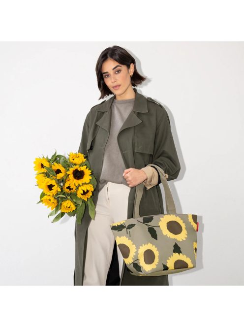 Reisenthel shopper M drapp-sárga virágos női shopper táska