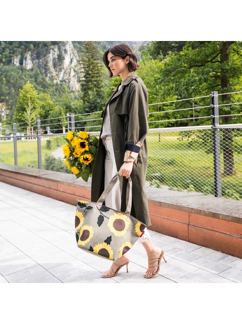 Reisenthel shopper M drapp-sárga virágos női shopper táska