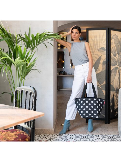 Reisenthel shopper M fekete-fehér pöttyös női shopper táska