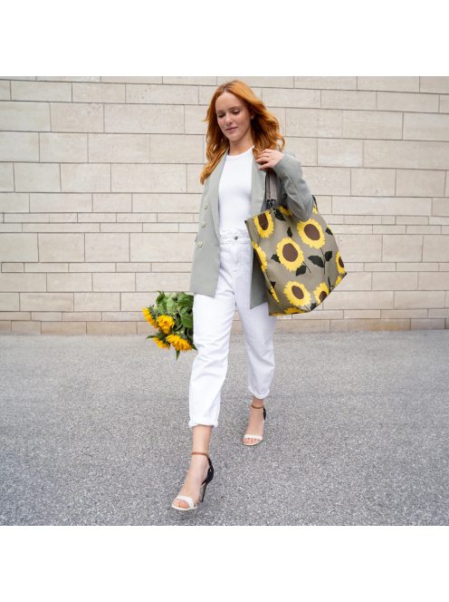 Reisenthel shopper XL drapp-sárga virágos női nagy shopper táska