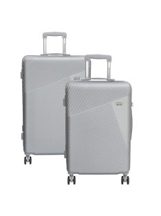   Beagles Marbella ezüst 4 kerekű közepes bőrönd és nagy bőrönd